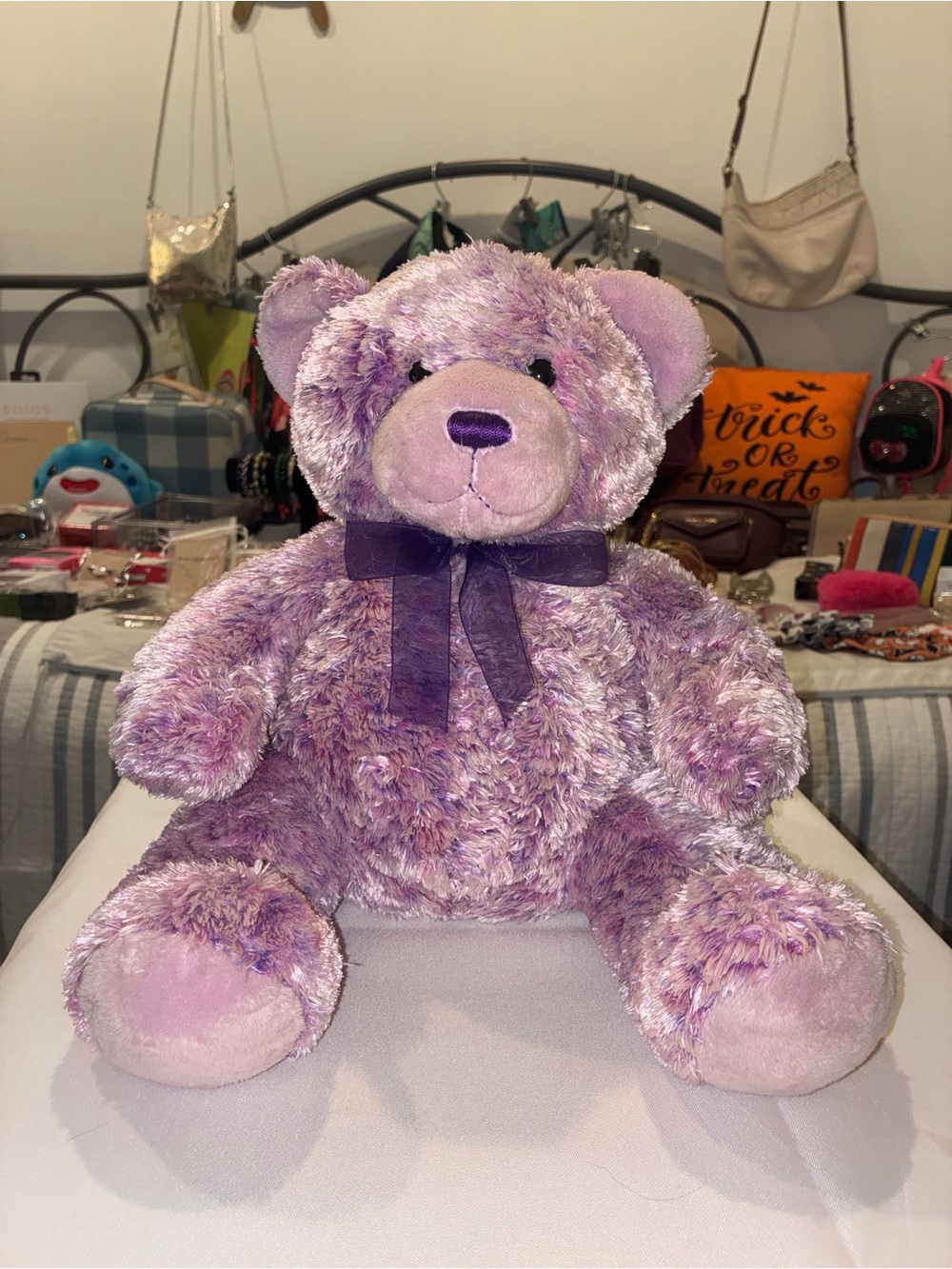 Build-A-Bear Purple Plush Teddy with Velvet Bow